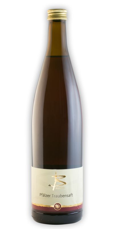 Flaschenfoto ​Pfälzer Traubensaft rot naturtrüb 1L - Wein- und Gästehaus Brand